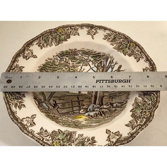 BOWL/SOUP-JOHNSON BROS.-"The Friendly Village"-Traditional Scene-Brown, Cream - Picture 8 of 9